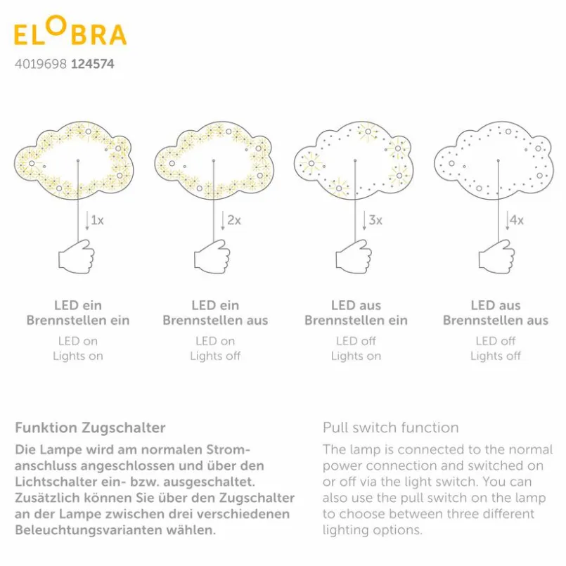 ELOBRA kids Kinderlampen|Kinderlampen-Kinderlampe Sternenwolke Silber
