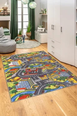 Kinderteppiche|Kinderteppiche-Kinderteppich City 100 x 165 cm Bunt