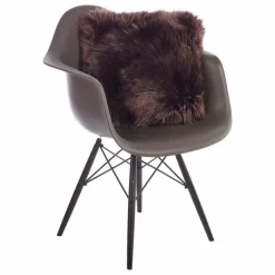 WARM & COMFY Dekokissen-Kissen Schaffell 40 x 40 cm Dunkelbraun