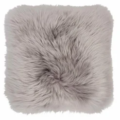 WARM & COMFY Dekokissen|Dekokissen & -Bezüge-Kissen Schaffell 40 x 40 cm Dunkelgrau