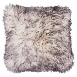Dekokissen|Dekokissen & -Bezüge|WARM & COMFY Kissen Schaffell 40 x 40 cm Grau / Schwarz