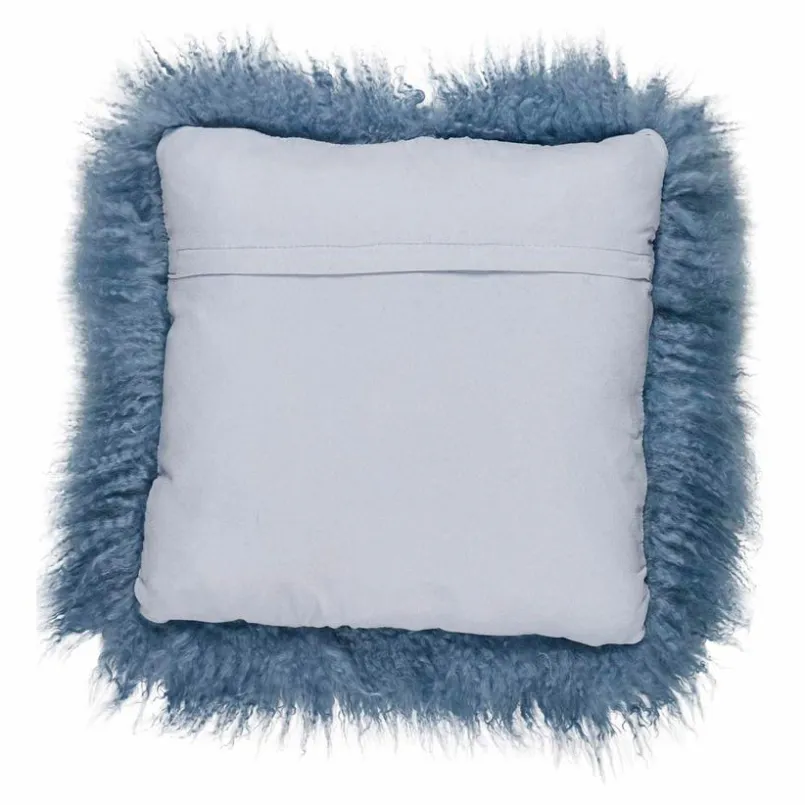 Dekokissen|Dekokissen & -Bezüge|WARM & COMFY Kissen Tibetschaffell 40 x 40 cm Blau