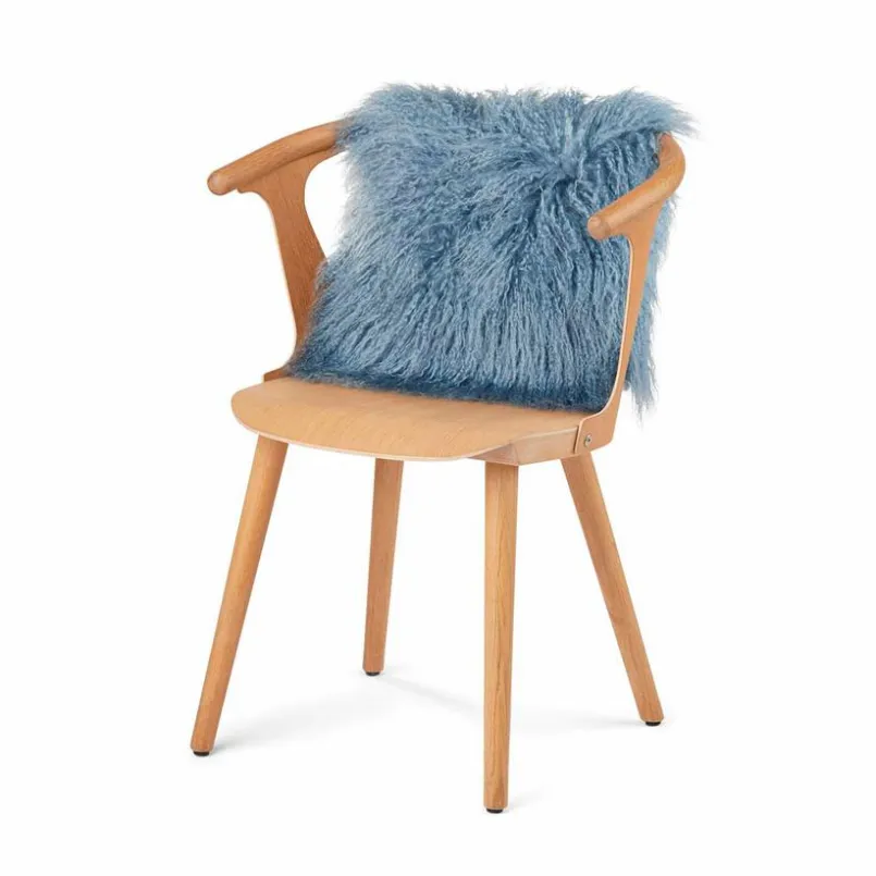 Dekokissen|Dekokissen & -Bezüge|WARM & COMFY Kissen Tibetschaffell 40 x 40 cm Blau