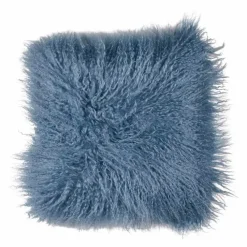 Dekokissen|Dekokissen & -Bezüge|WARM & COMFY Kissen Tibetschaffell 40 x 40 cm Blau
