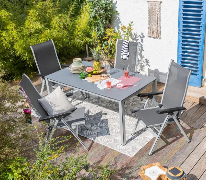 Loungeliegen|Balkonstühle|MWH Klappstuhl Kedline, Alu/Textilene Silber