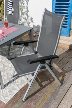 Loungeliegen|Balkonstühle|MWH Klappstuhl Kedline, Alu/Textilene Silber