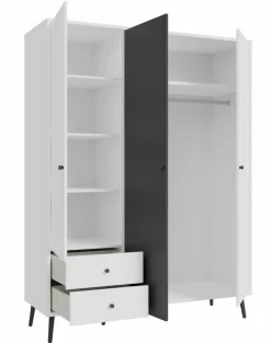 FORTE Kinderzimmer Schränke|Kinderzimmer Schränke-Kleiderschrank Harllson Weiß / Grau