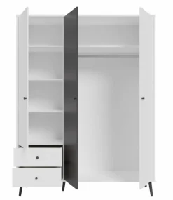 FORTE Kinderzimmer Schränke|Kinderzimmer Schränke-Kleiderschrank Harllson Weiß / Grau