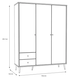 FORTE Kinderzimmer Schränke|Kinderzimmer Schränke-Kleiderschrank Harllson Weiß / Grau