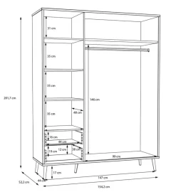 FORTE Kinderzimmer Schränke|Kinderzimmer Schränke-Kleiderschrank Harllson Weiß / Grau