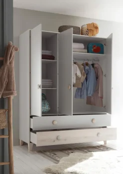 Babyzimmer Schränke & Regale|Babyzimmer Schränke & Regale|BEGABINO Kleiderschrank Fien 155 x 58 cm Ashgrey