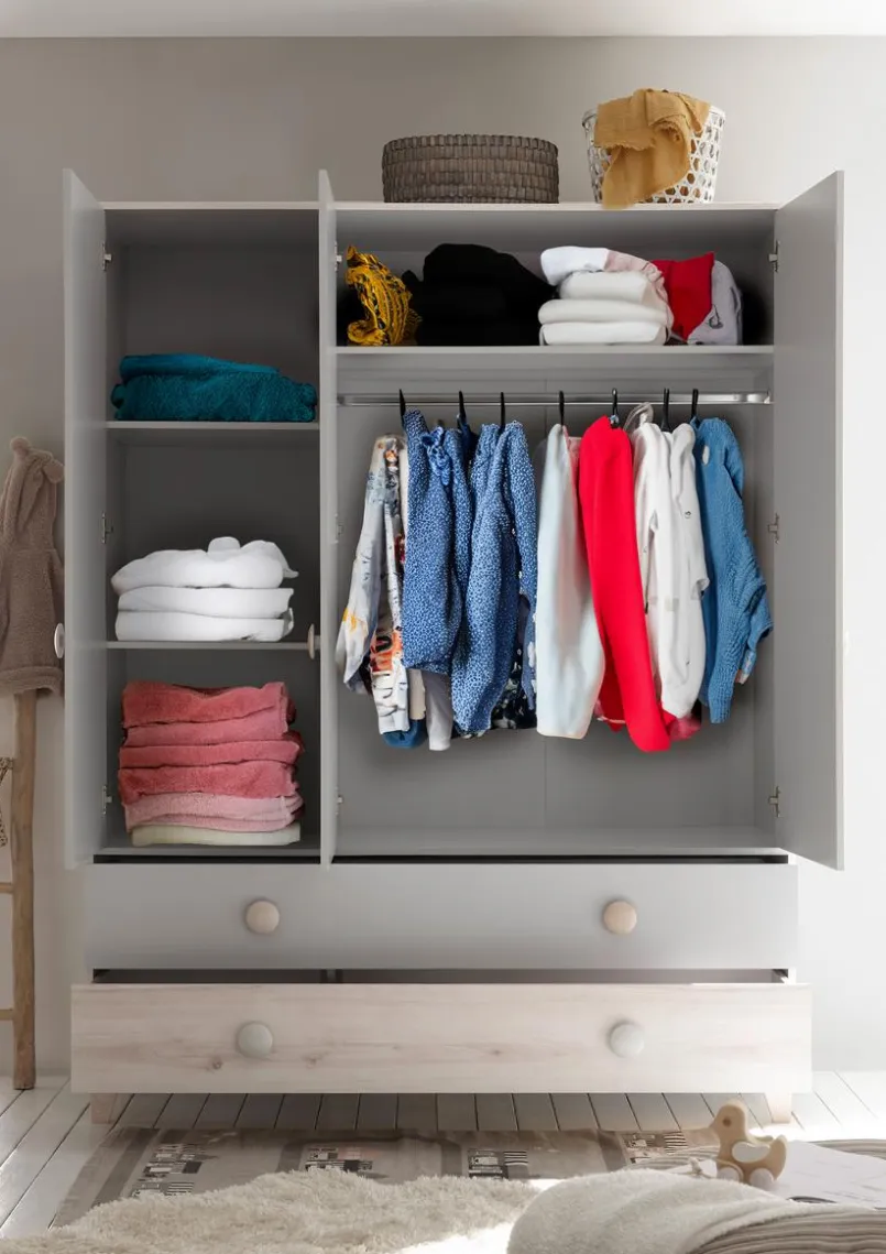 Babyzimmer Schränke & Regale|Babyzimmer Schränke & Regale|BEGABINO Kleiderschrank Fien 155 x 58 cm Ashgrey