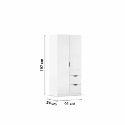 rauch BLUE Kleiderschränke-Kleiderschrank Freiham 91 x 197 cm Weiß Hochglanz