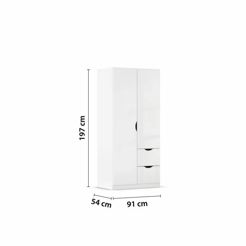 rauch BLUE Kleiderschränke-Kleiderschrank Freiham 91 x 197 cm Weiß Hochglanz