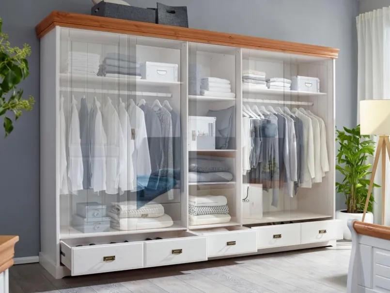 G+K Kleiderschränke-Kleiderschrank Hombre 315 x 217 cm Kiefer Weiß
