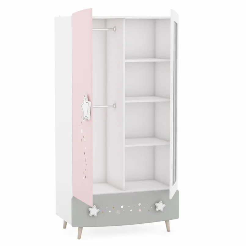 Kinderzimmer Schränke|Kinderzimmer Schränke|demeyere Kleiderschrank Stella 95 x 187 cm Rosa