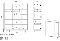Kleiderschrank Tomino 158 x 190 cm<Germania Hot