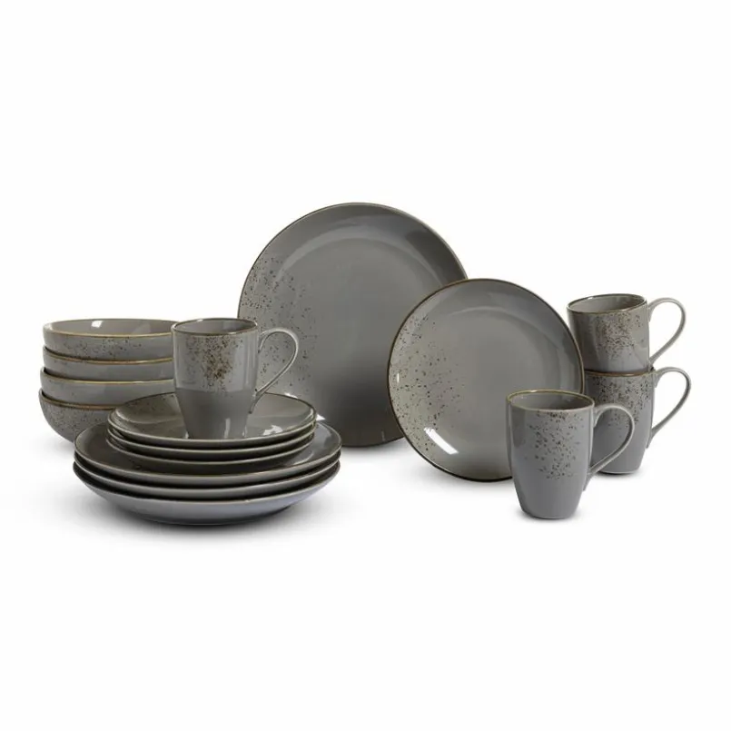 CreaTable Geschirr-Kombiservice Nature Collection 16tlg. Grau