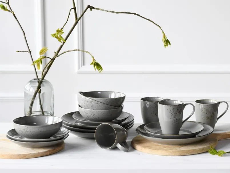 CreaTable Geschirr-Kombiservice Nature Collection 16tlg. Grau