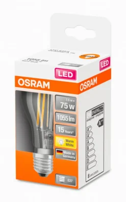 Osram E27-LED Birne E27/7,5 Watt/Energie D Transparent