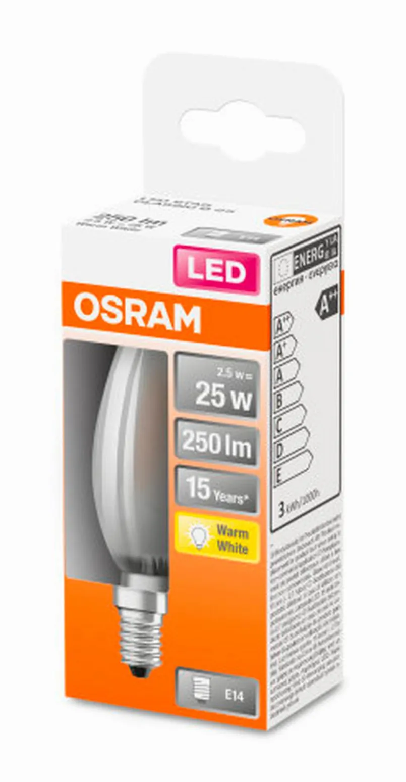 E14|Osram LED Kerze matt E14/2,5 Watt/Energie F Weiß