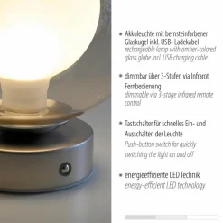Paul Neuhaus Tischlampen-LED-Akkutischleuchte Popup Bronze