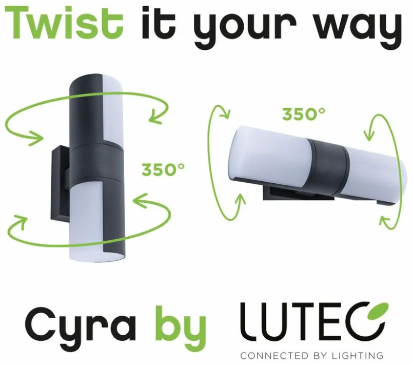 Lutec Außenwandleuchten|Außenwandleuchten-LED-Außenwandleuchte Cyra Anthrazit