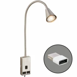 Wandleuchten|Briloner LED-Bettleuchte Justra Nickel matt
