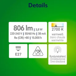 E27|MÜLLER-LICHT LED-Birne E27 / 3,8 Watt / Energie A