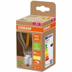 E27|Osram LED-Birne E27/4,3 Watt/Energie B Transparent