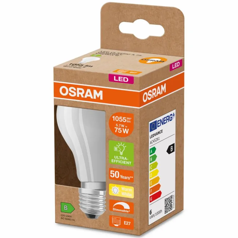 E27|Osram LED-Birne E27/5,7 Watt/Energie B Weiß