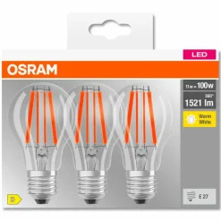 E27|Osram LED-Birne E27/11 Watt/Energie D Transparent
