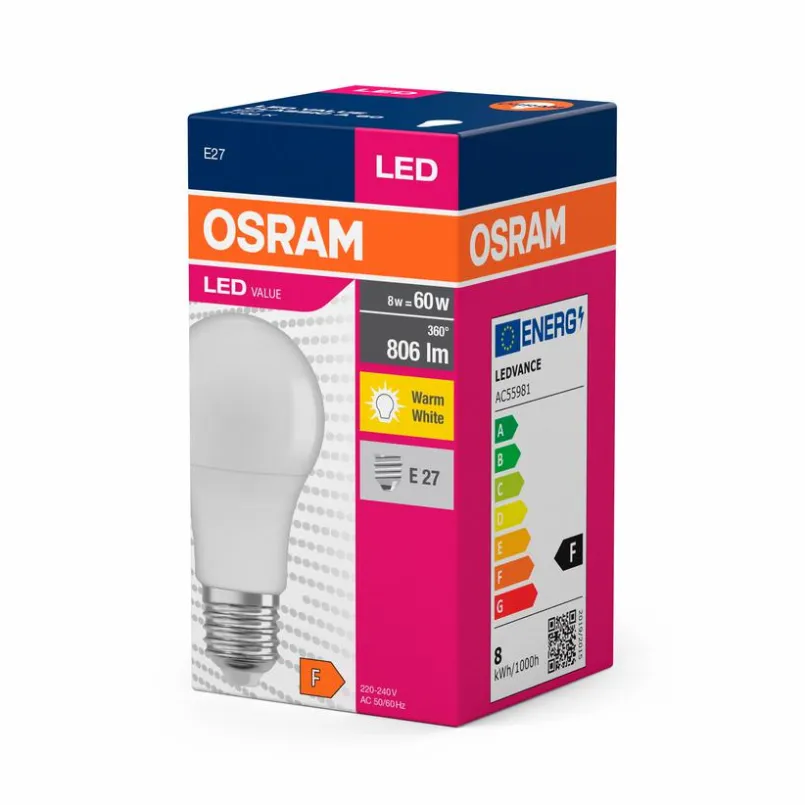 Osram E27-LED-Birne E27/8 Watt/Energie F Weiß