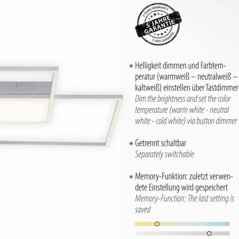 JUST LIGHT. Deckenleuchten-LED-Deckenleuchte Asmin Silber