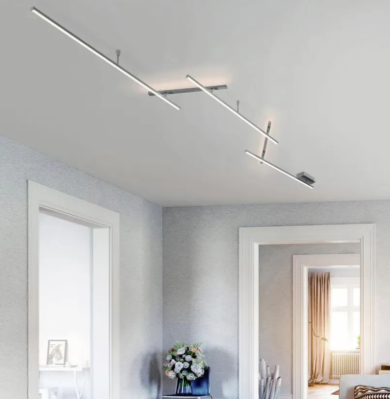 Deckenleuchten|Trio LED-Deckenleuchte Indira Nickel matt