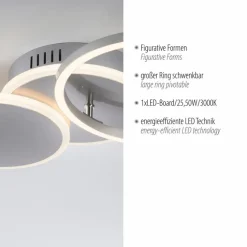 JUST LIGHT. Deckenleuchten-LED-Deckenleuchte Sevent Silber
