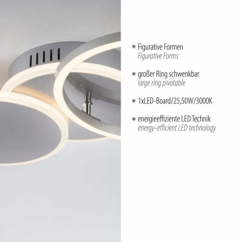 JUST LIGHT. Deckenleuchten-LED-Deckenleuchte Sevent Silber