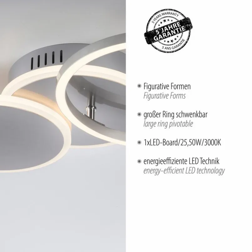 JUST LIGHT. Deckenleuchten-LED-Deckenleuchte Sevent Silber