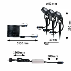 Wege- & Bodenleuchten|Wege- & Bodenleuchten|Paulmann LED-Erdspieß Plug&Shine Schwarz