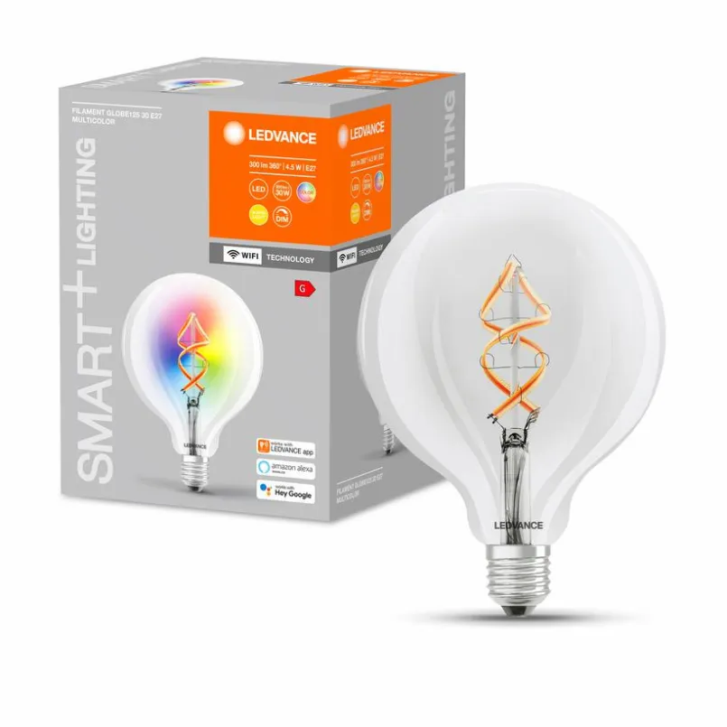 LEDVANCE Leuchtmittel|E27-LED-Globeform E27/4,5 Watt/Energie G Transparent