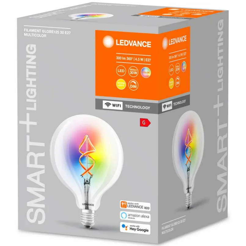 LEDVANCE Leuchtmittel|E27-LED-Globeform E27/4,5 Watt/Energie G Transparent