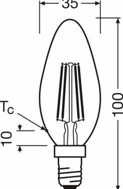 E14|Osram LED-Kerze E14/2,9 Watt/Energie C Weiß