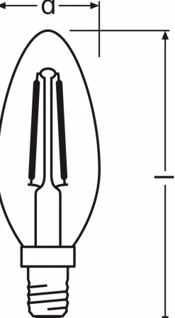 E14|Osram LED-Kerze E14/2,5 Watt/Energie F Transparent