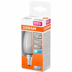 E14|Osram LED-Kerze E14/2,5 Watt/Energie F Transparent