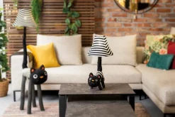 Happy Lamps Kinderlampen|Kinderlampen-LED-Tischleuchte Baby Luna die Katze Schwarz / Weiß