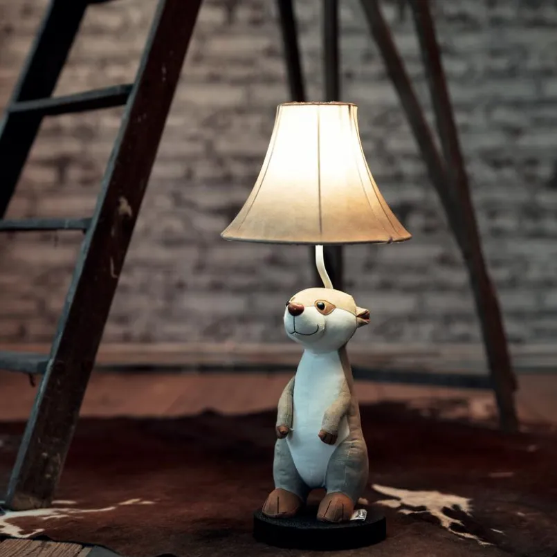 Happy Lamps Kinderlampen|Kinderlampen-LED-Tischleuchte Eddie das Erdmännchen Beige