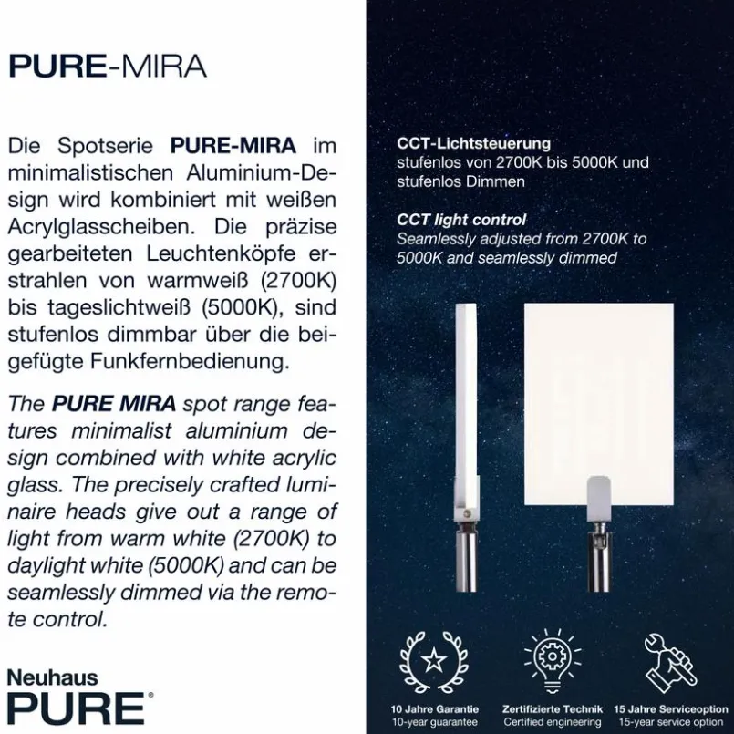 Neuhaus PURE Wandleuchten-LED-Wandleuchte Pure Mira Alu