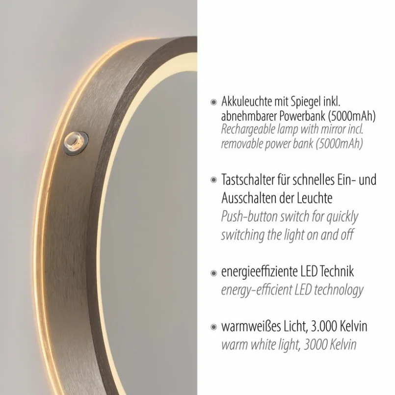 Paul Neuhaus Wandspiegel-LED-Wandspiegel Vidro Bronze