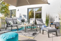 Loungesessel|Gartenstühle| Loungesessel Deluxe Lounge Alu Hellgrau