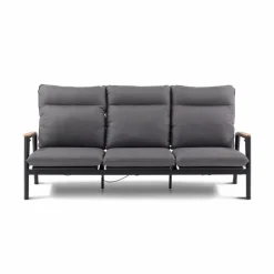 Gartenstühle|Gartensessel-Lounge-Sofa Salines 3-Sitzer Schwarz / Grau